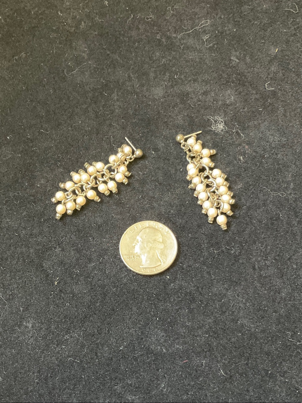Pearl Cluster Drop Earrings - Ivory Pearls